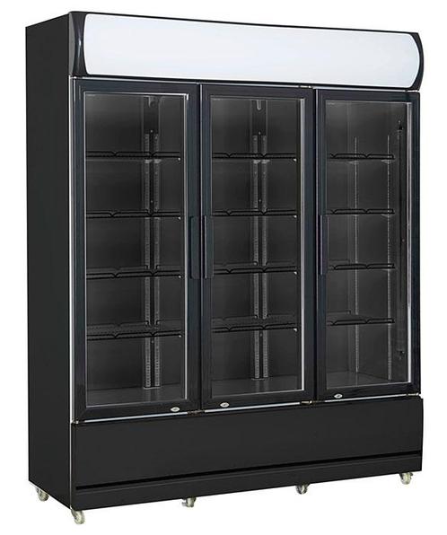 Koelkast 3 Glasdeuren Zwart Fcu-1200 Bl, Zakelijke goederen, Horeca | Keukenapparatuur, Koelen en Vriezen, Verzenden