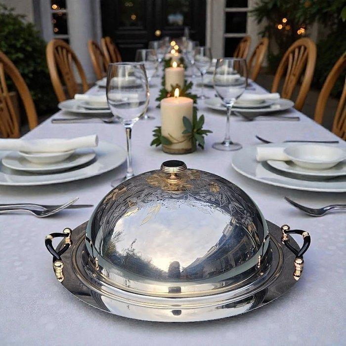 MGM - Serveerschaal - Stainless Steel - 24 kt goud - Dome, Antiek en Kunst, Antiek | Keukengerei