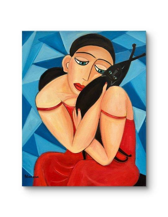 Olena Blinnikova - Cat Woman - NO Reserve, Antiek en Kunst, Kunst | Schilderijen | Klassiek