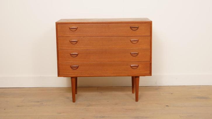 Vintage ladekast | 4 lades | Kai Kristiansen | Teak, Maison & Meubles, Armoires | Commodes, Enlèvement ou Envoi