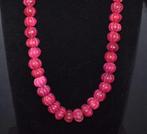 Zware halsketting, 1 rij gegraveerde parels van 12 x 14 mm