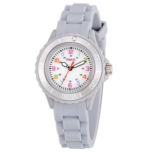 Fako® - Kinderhorloge - Siliconen - Regenboog - Grijs, Handtassen en Accessoires, Horloges | Kinderen, Verzenden
