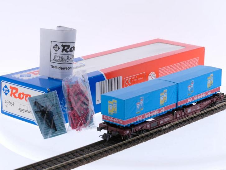 Schaal H0 Roco 46564 containerwagen Sdkms 707 Bad Reiche..., Hobby en Vrije tijd, Modeltreinen | H0, Gelijkstroom, Analoog, Zo goed als nieuw