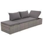 vidaXL Loungebed met ligkussen en kussens poly rattan grijs, Tuin en Terras, Ligbedden, Verzenden, Nieuw