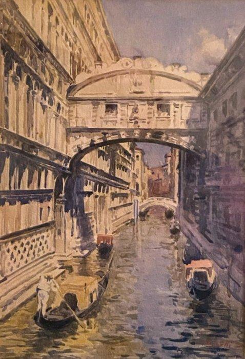 Vittore Zanetti Zilla (1864-1946) - Il ponte dei Sospiri a, Antiek en Kunst, Kunst | Schilderijen | Klassiek