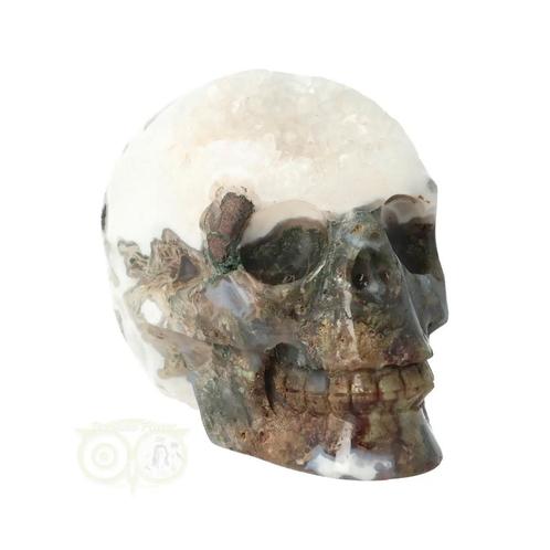Mosagaat - Bergkristal geode schedel Nr 270 - 637 gram, Handtassen en Accessoires, Edelstenen, Nieuw, Verzenden