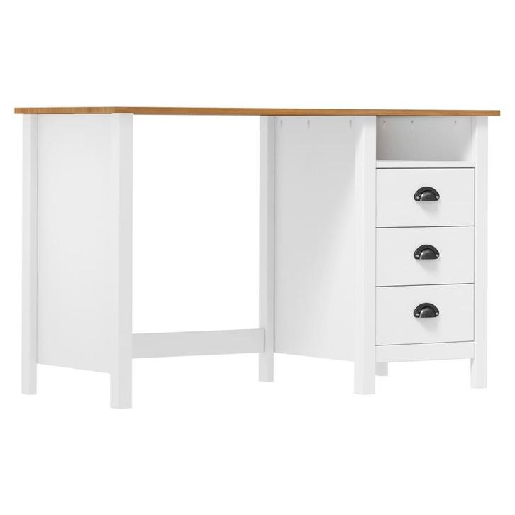 vidaXL Bureau Hill 3 lades 120x50x74 cm massief grenenhout, Huis en Inrichting, Bureaus, Nieuw, Verzenden