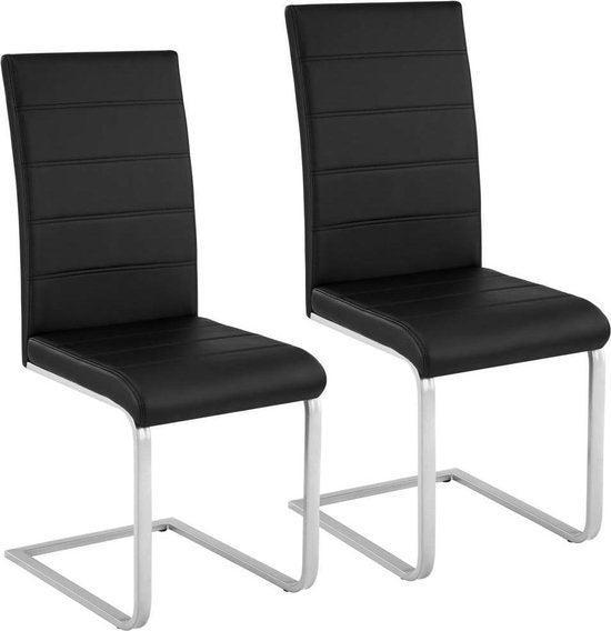 2dekans | tectake® - set van 2 eetkamerstoelen Bettina zwart, Huis en Inrichting, Tafels | Salontafels, Ophalen of Verzenden