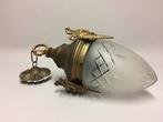 Lamp - Verbronsd messing armatuur met geslepen glas, Antiek en Kunst