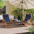 vidaXL Strandstoelen 2 st inklapbaar stof blauw, Tuin en Terras, Verzenden, Nieuw