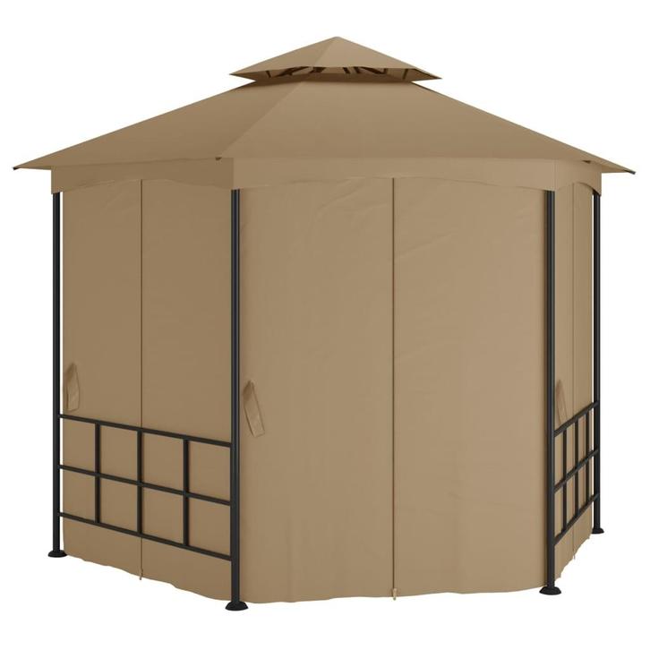 vidaXL Prieel met zijwanden 3,1x2,7 m taupe, Tuin en Terras, Partytenten, Nieuw, Verzenden