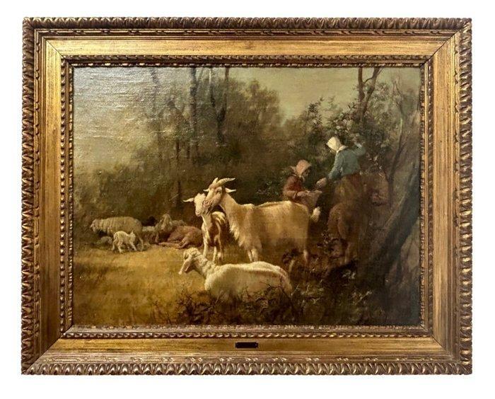 Alfredo Soressi (1897–1982) - Pastorelle con gregge, Antiek en Kunst, Kunst | Schilderijen | Klassiek