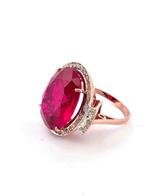 Zonder Minimumprijs - Ring - 9 kt. Roségoud, Zilver Robijn -, Nieuw