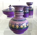 Flora Gouda Holland - Vase (4) - Lila - Faïence - Plat, Antiquités & Art