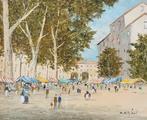 Pierre Stefani (1938) - place du marché, Antiek en Kunst, Kunst | Schilderijen | Klassiek