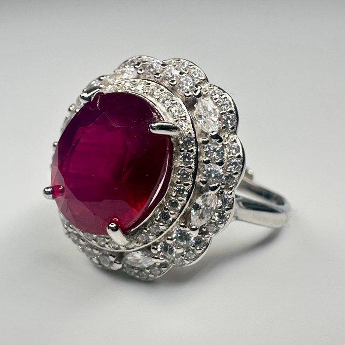 Zonder Minimumprijs - Ring Zilver 925 Natuurlijk Robijn -, Handtassen en Accessoires, Ringen