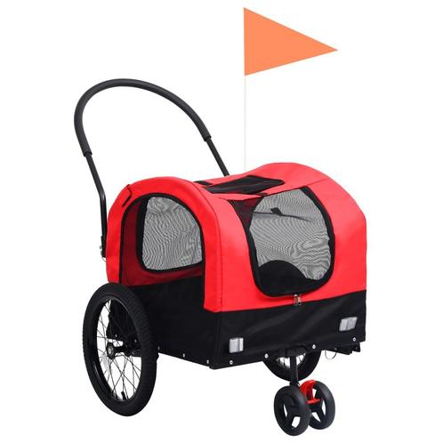 vidaXL Fietstrailer en kinderwagen 2-in-1 rood en zwart, Animaux & Accessoires, Autres accessoires pour animaux, Envoi