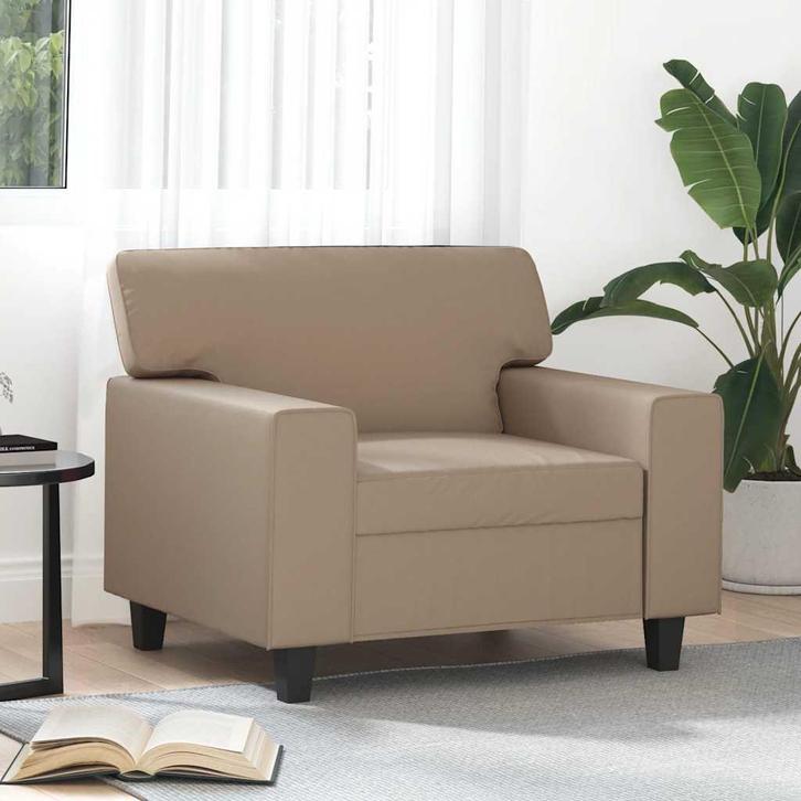vidaXL Fauteuil 60 cm kunstleer cappuccinokleurig, Maison & Meubles, Canapés | Salons, Envoi