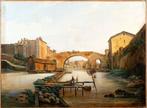 Italiaanse school (XIX) - Veduta dellantico Ponte Cestio, Antiek en Kunst