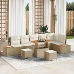 vidaXL Tuinbank Set met kussen 9 pcs Beige Poly rattan, Tuin en Terras, Tuinsets en Loungesets, Verzenden, Nieuw