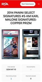 2014/15 Panini Panini Select Karl Malone S-KM Gesigneerde, Verzamelen, Nieuw