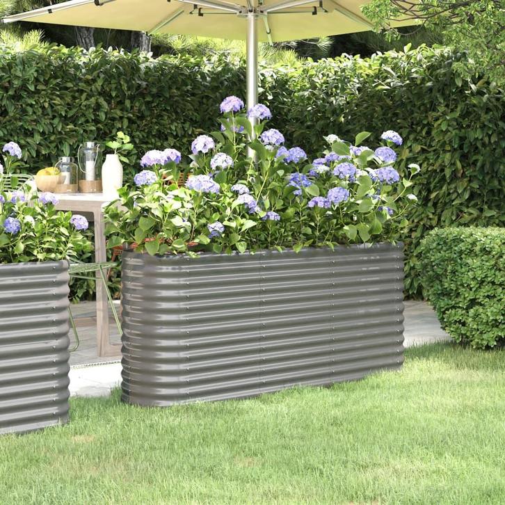 vidaXL Plantenbak 152x40x68 cm gegalvaniseerd staal grijs, Tuin en Terras, Bloempotten, Nieuw, Verzenden