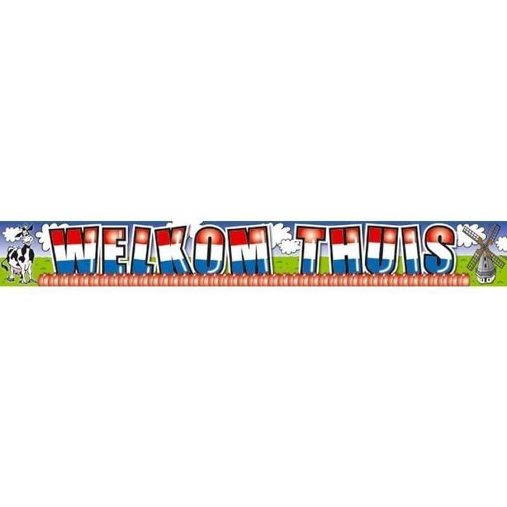 Welkom Thuis Banner 1m 5st, Hobby en Vrije tijd, Feestartikelen, Nieuw, Verzenden
