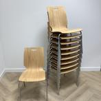 Tweedehands complete set van 10x kantinestoel / zaalstoel,, Huis en Inrichting, Stoelen, Gebruikt, Hout