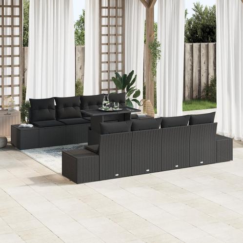 vidaXL 7-delige ligbed set met kussens zwart poly rattan, Tuin en Terras, Tuinsets en Loungesets, Nieuw, Verzenden