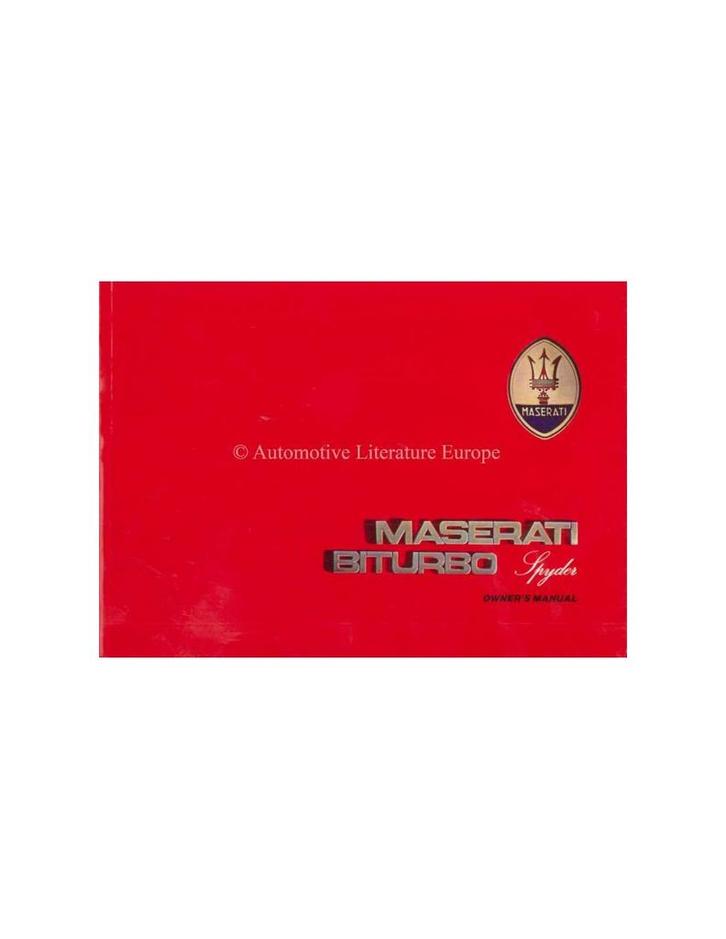 1986 MASERATI BITURBO SPYDER INSTRUCTIEBOEKJE ENGELS, Autos : Divers, Modes d'emploi & Notices d'utilisation