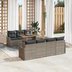 vidaXL 8-delige tuinset met kussens in het grijs van poly, Tuin en Terras, Tuinsets en Loungesets, Verzenden, Nieuw, Tuinset