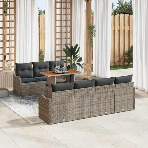 vidaXL 8-delige tuinset met kussens in het grijs van poly, Tuin en Terras, Tuinsets en Loungesets, Tuinset, Nieuw, Verzenden