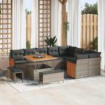 vidaXL Tuinbank Set met kussen 13 pcs Grijs poly rattan, Verzenden, Nieuw