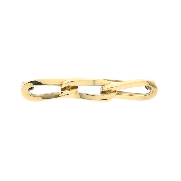 Gouden fantasie broche (ovale schakels, gourmet schakels), Handtassen en Accessoires, Broches, Overige kleuren, Gebruikt, Goud