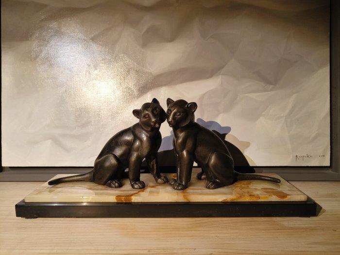 Rochard (attr.) - sculptuur, Petits panthères - 15 cm -, Antiek en Kunst, Kunst | Designobjecten