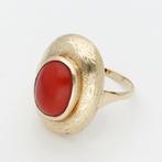 Ring - 14 karaat Geel goud - Bloedkoraal