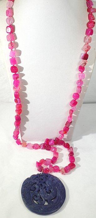 Agate rose et amulette tibétaine de protection - Dragon et, Antiek en Kunst, Antiek | Boeken en Manuscripten
