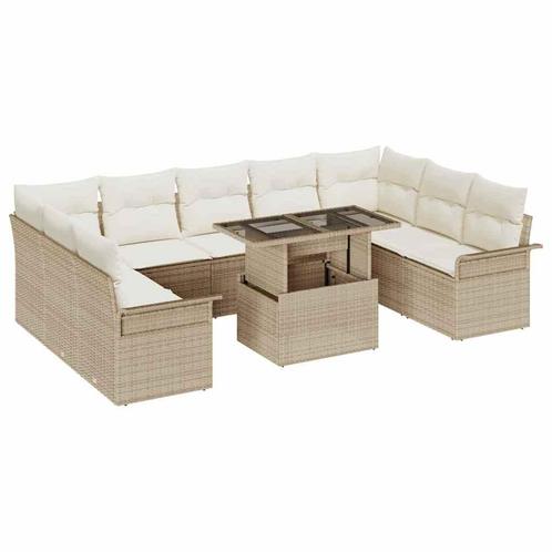 vidaXL Tuinbank Set 10 pcs Beige 100 x 55 x 73 cm Poly, Tuin en Terras, Tuinsets en Loungesets, Nieuw, Verzenden