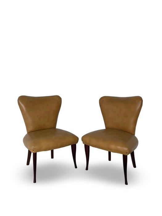 Fauteuil (2) - Hout, Synthetisch leder, Antiek en Kunst, Curiosa en Brocante