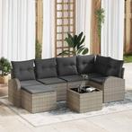 vidaXL Tuinbank Set met kussen 7 pcs Lichtgrijs Poly rattan, Verzenden, Nieuw