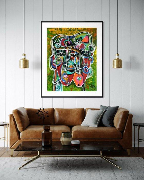 Simeon Gonzales - Juntos en el Norte- XL (NO RESERVE PRICE), Antiek en Kunst, Kunst | Schilderijen | Modern