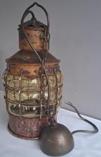 Ankerlicht - Lantaarn plafondlamp - Koper, Messing, Glas, Antiek en Kunst