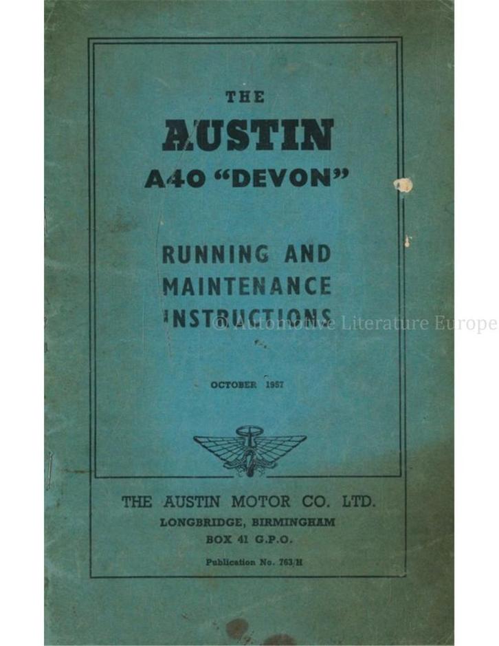 1957 AUSTIN A40 DEVON INSTRUCTIEBOEKJE ENGELS, Auto diversen, Handleidingen en Instructieboekjes