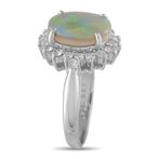 Ring Platina, Platinum 0,40 ct diamant en opalen ring Opaal, Handtassen en Accessoires, Ringen, Nieuw