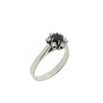 Witgouden ring met saffier en diamant | 0,24 ct., Handtassen en Accessoires, Ringen, Gebruikt, Overige kleuren, Ophalen of Verzenden