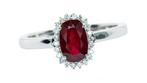 1.39 Cts Deep Red Ruby (Mozambique) - 0.11 Cts Diamond - 18