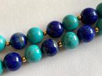 18 karaat (750) goud - turkoois, lapis lazuli - Armband, Antiek en Kunst