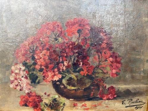 Thérèsa Rucloux (XIX - XX) - Stilleven met bloemen, Antiquités & Art, Art | Peinture | Classique