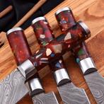 Keukenmes - Kitchen knife set - Leren tas inbegrepen - Hars,
