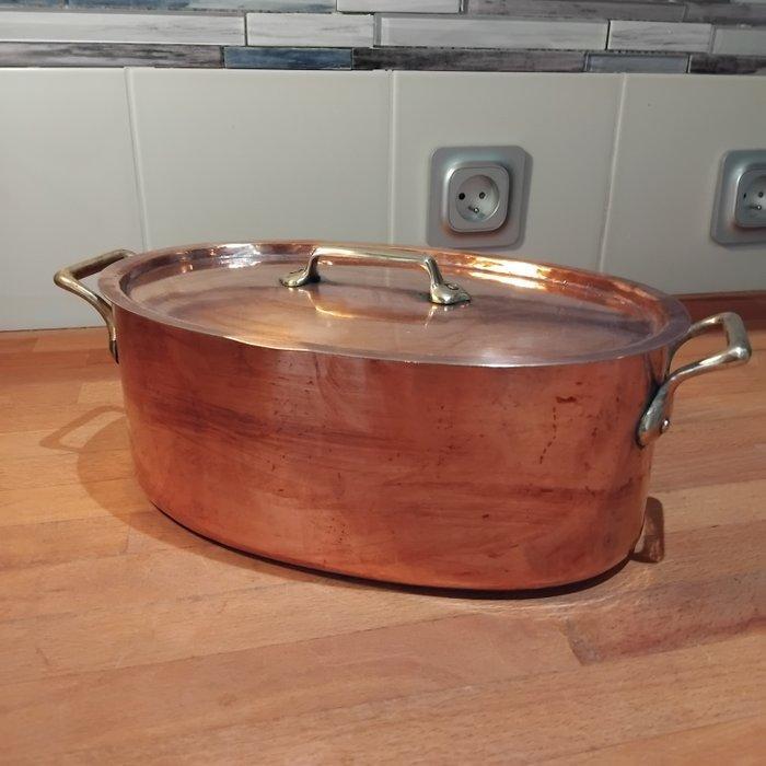 Kookpan - Oud fornuis. Gepoedercoat rood koper. -, Antiek en Kunst, Antiek | Keukengerei